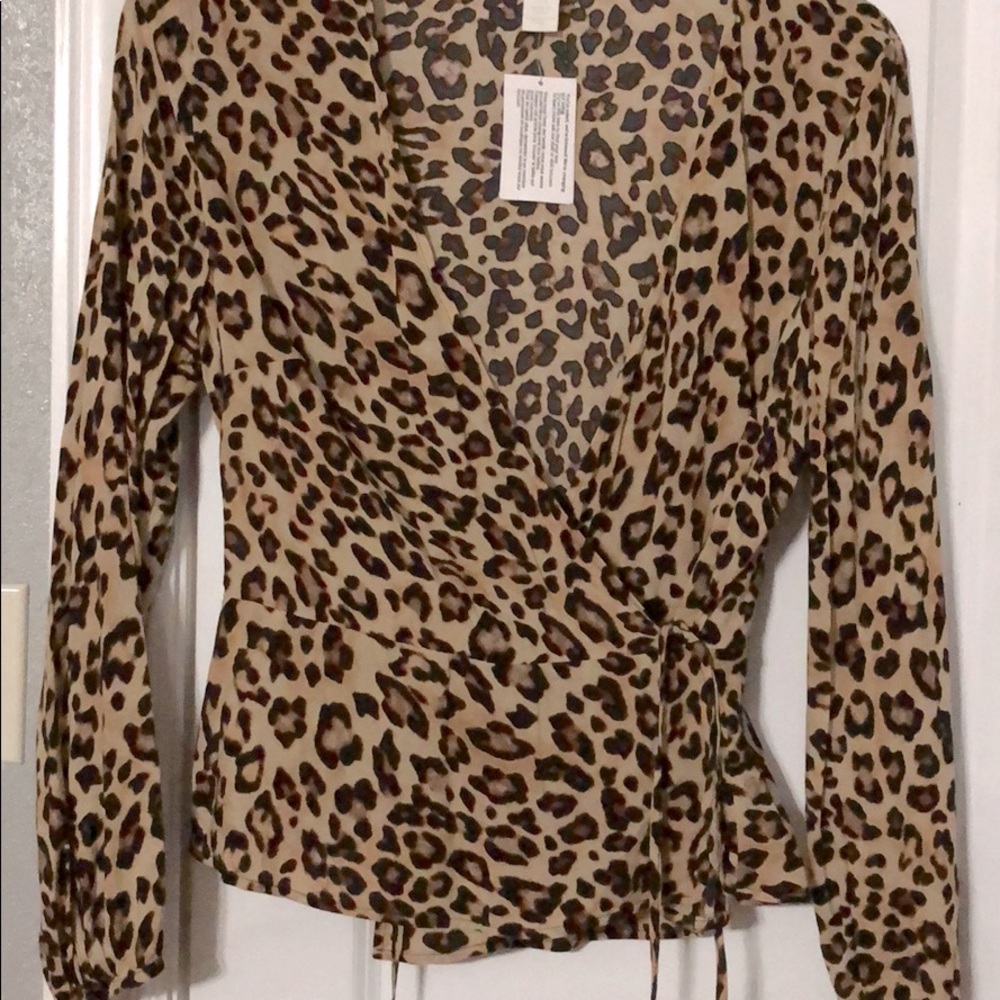H&M leopard print wrap around blouse NEVER WORN